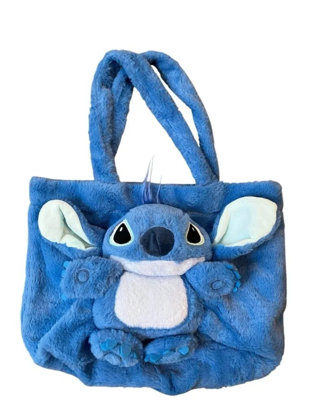 Childrens Girls Stitch Plush Faux Fur Tote Bag Double Handles Handbag Travel New
